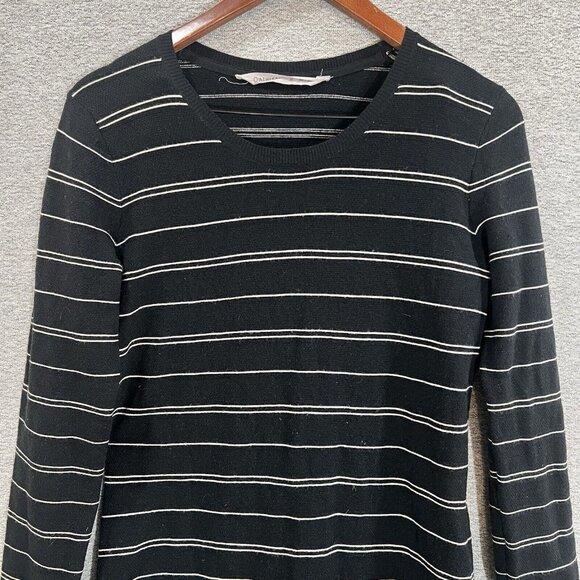 Athleta Sweater Dress Womens Medium Below Knee Striped Long Sleeve Black White - Picture 3 of 11